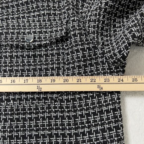 Stoosh Tweed Snap Front Jacket Womens Sz L Black White Check Plaid - Picture 8 of 10